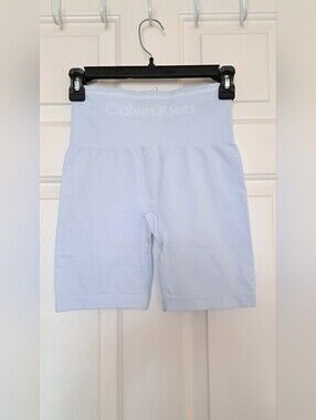 Calvin Klein Pale Blue Seamless High-Rise Shorts